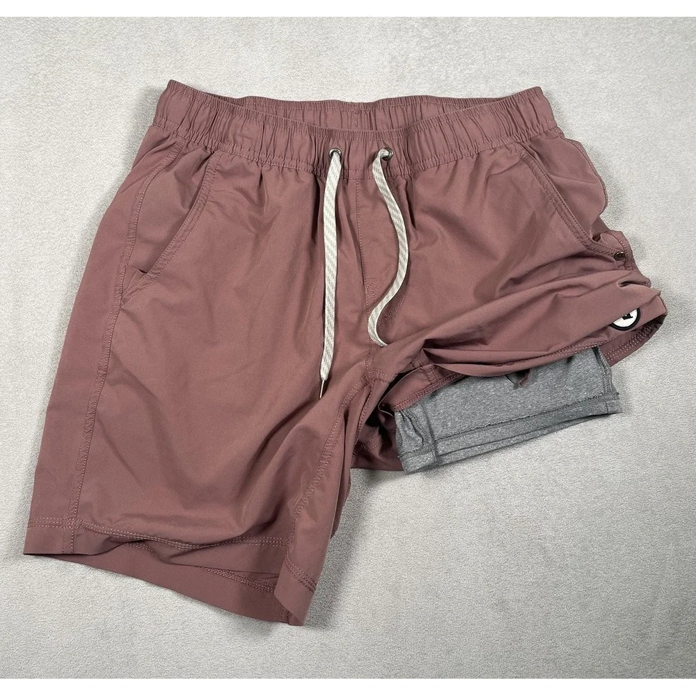 Vuori Mens Kore Short Size Small Mauve Clay Pink Lined Hybrid Workout 7 V302
